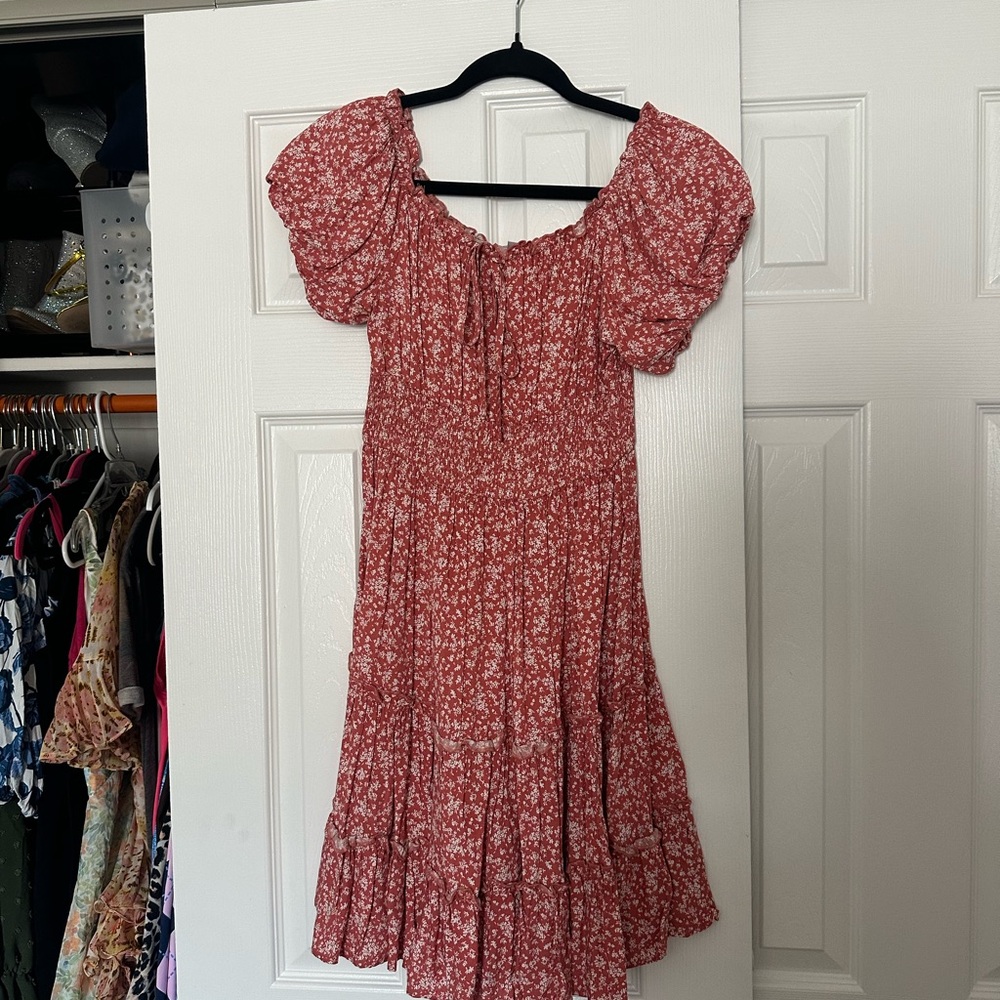 Floral Red Dress